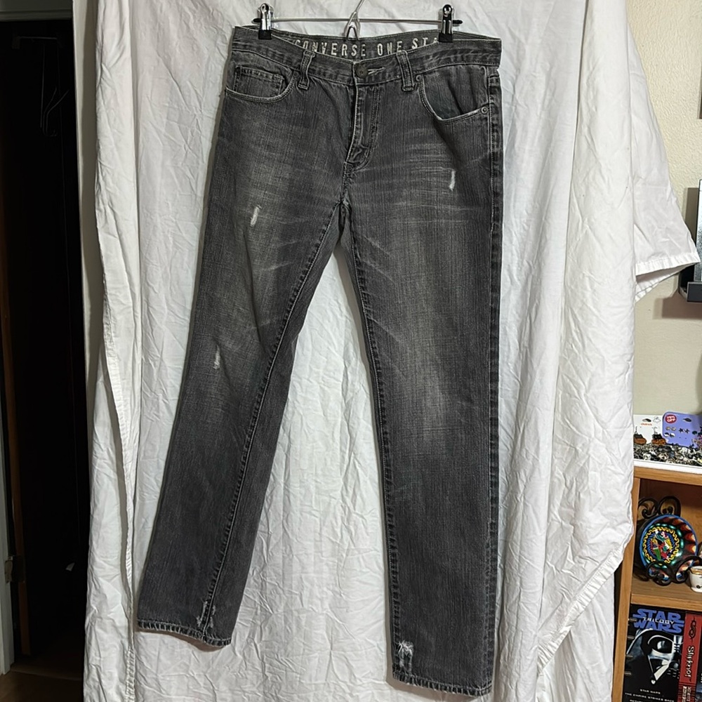 SOLD- Converse One Star distressed low rise slim jeans